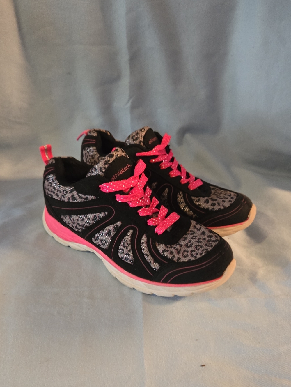 Athletech Black and Hot Pink Lace-Up Sneakers